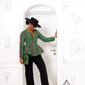 Gabriella African Print Front Zip Top